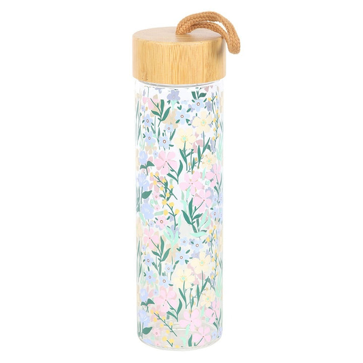 Floral Glass Water Bottle 500ml