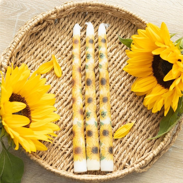 Sunflower Taper Candles 3pk